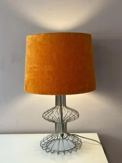 Hot Pamono Table Lamp with Orange Velvet Shade