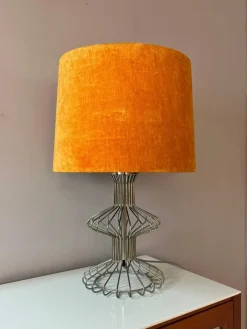 Hot Pamono Table Lamp with Orange Velvet Shade