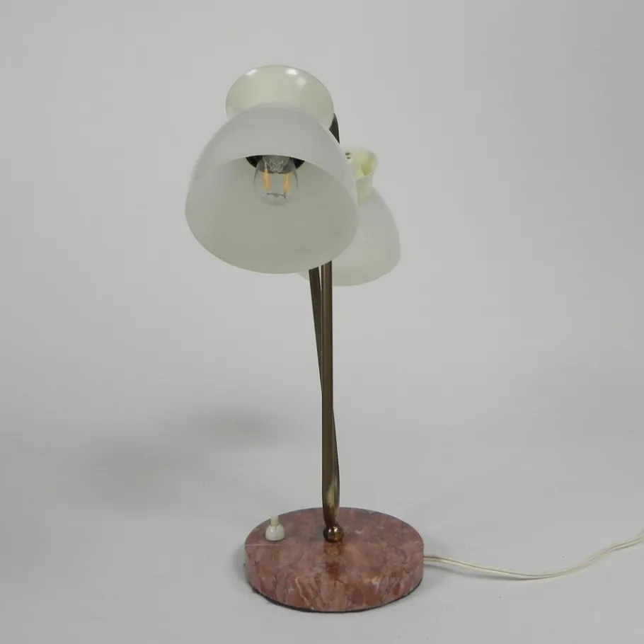 Sale Pamono Table Lamp with Plastic Shades on Marble Base, 1950s