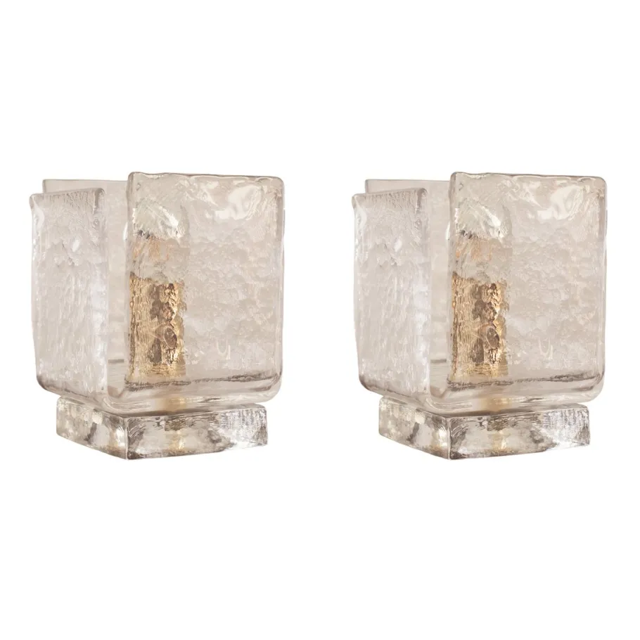 Best Pamono Table Lamps in Clear Murano Glass, Italy, Set of 2