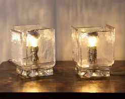 Best Pamono Table Lamps in Clear Murano Glass, Italy, Set of 2