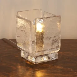 Best Pamono Table Lamps in Clear Murano Glass, Italy, Set of 2