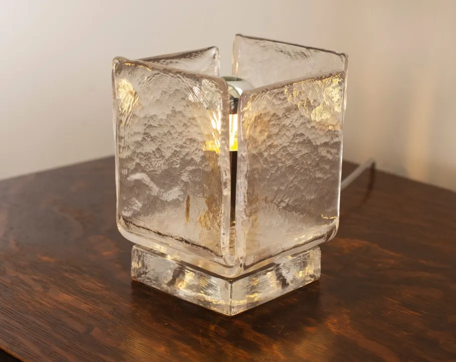 Best Pamono Table Lamps in Clear Murano Glass, Italy, Set of 2