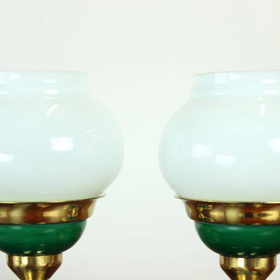 Best Pamono Table Lamps in Opaline Glass and Brass, Former Czechoslovakia, 1955, Set of 2