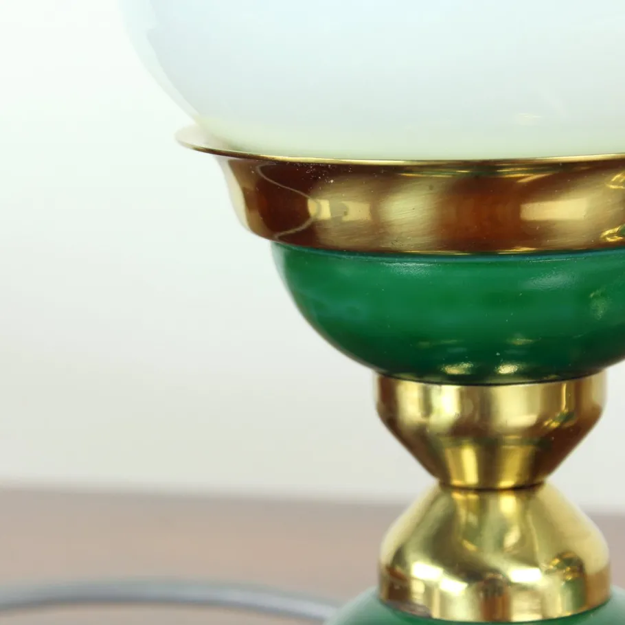 Best Pamono Table Lamps in Opaline Glass and Brass, Former Czechoslovakia, 1955, Set of 2