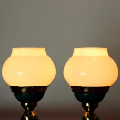 Best Pamono Table Lamps in Opaline Glass and Brass, Former Czechoslovakia, 1955, Set of 2