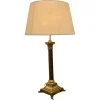Pamono Tall Brass Corinthian Column Table Lamp with Shade, 1920