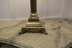 Pamono Tall Brass Corinthian Column Table Lamp with Shade, 1920