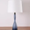 Pamono Tall Danish Modern Gourd-Shaped Table Lamp in Blue Glass from Kastrup Holmegaard, 1960s