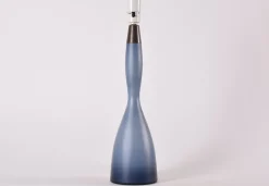 Pamono Tall Danish Modern Gourd-Shaped Table Lamp in Blue Glass from Kastrup Holmegaard, 1960s