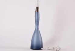 Pamono Tall Danish Modern Gourd-Shaped Table Lamp in Blue Glass from Kastrup Holmegaard, 1960s
