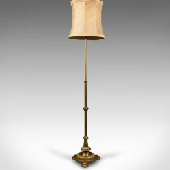 Pamono Tall English Adjustable Standard Lamp in Brass, 1940s