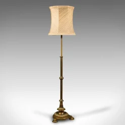 Pamono Tall English Adjustable Standard Lamp in Brass, 1940s