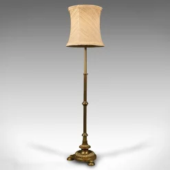 Pamono Tall English Adjustable Standard Lamp in Brass, 1940s