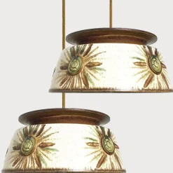 New Pamono Taupe Green Ceramic Pendant Lights from Axella, Denmark, 1970s, Set of 2
