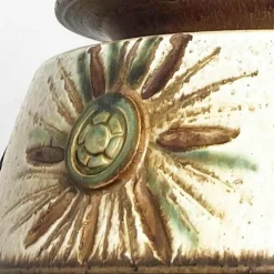 New Pamono Taupe Green Ceramic Pendant Lights from Axella, Denmark, 1970s, Set of 2