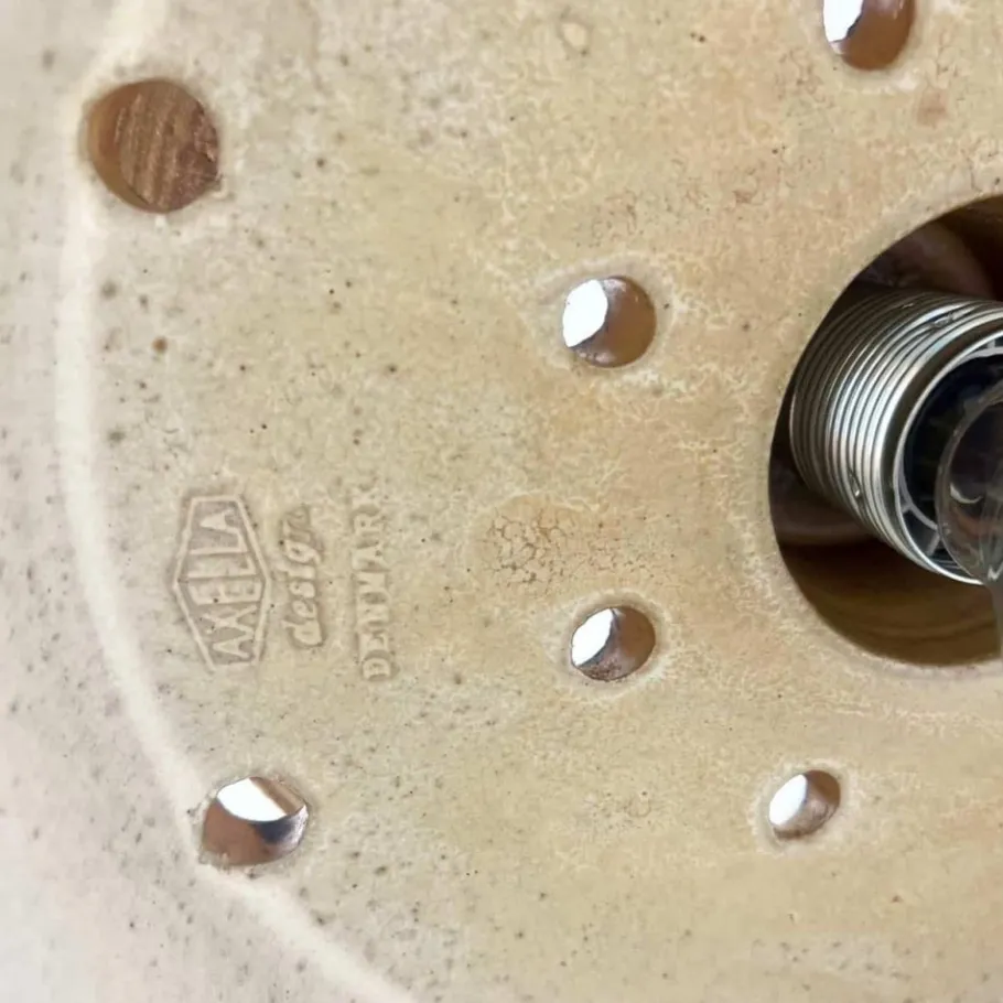 New Pamono Taupe Green Ceramic Pendant Lights from Axella, Denmark, 1970s, Set of 2