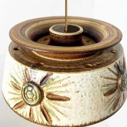 New Pamono Taupe Green Ceramic Pendant Lights from Axella, Denmark, 1970s, Set of 2