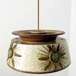 New Pamono Taupe Green Ceramic Pendant Lights from Axella, Denmark, 1970s, Set of 2