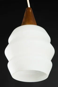 New Pamono Teak & Opaline Glass Cascading Boomerang Chandelier from Philips, 1950s