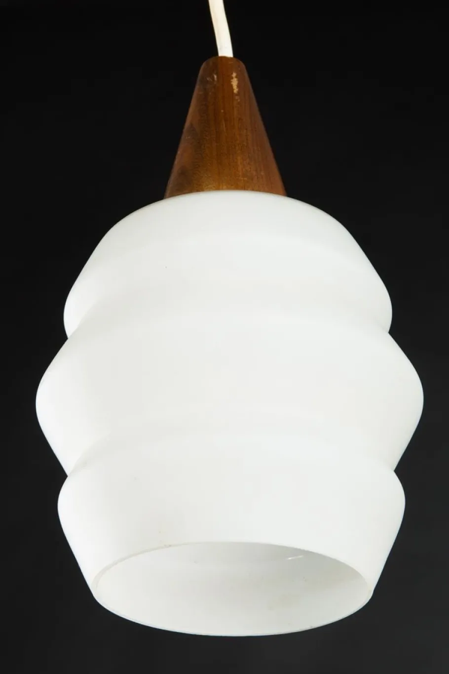 New Pamono Teak & Opaline Glass Cascading Boomerang Chandelier from Philips, 1950s