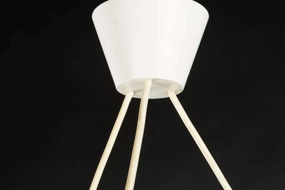 New Pamono Teak & Opaline Glass Cascading Boomerang Chandelier from Philips, 1950s