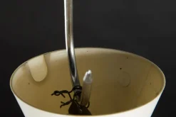 New Pamono Teak & Opaline Glass Cascading Boomerang Chandelier from Philips, 1950s