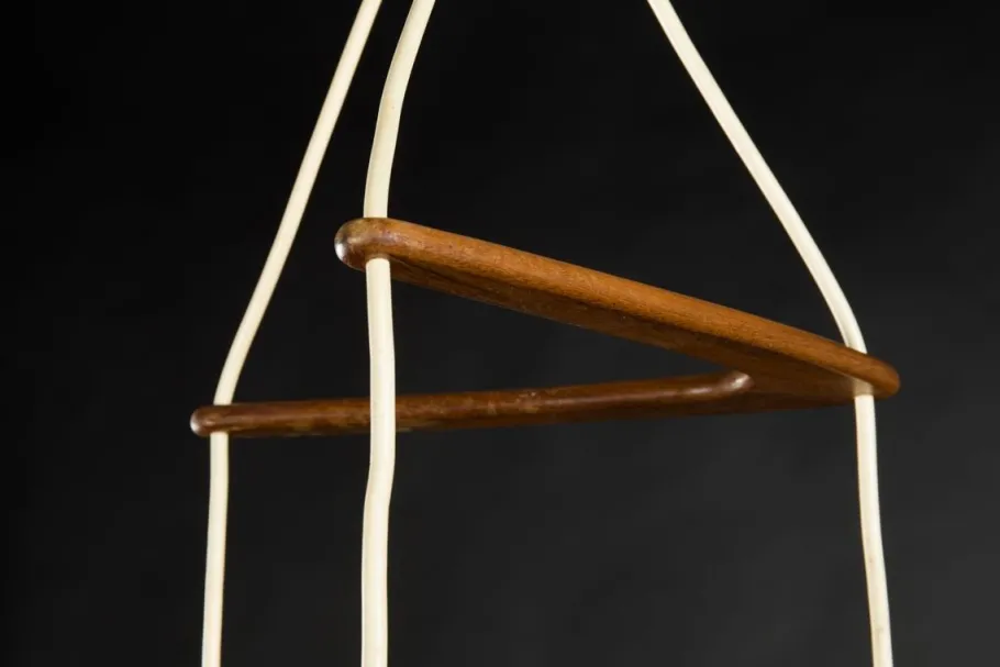 New Pamono Teak & Opaline Glass Cascading Boomerang Chandelier from Philips, 1950s