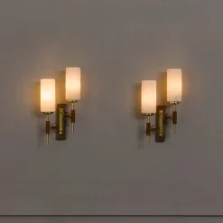 Sale Pamono Teak and Brass Wall Sconces in the style of Lunel, 1960s, Set of 2