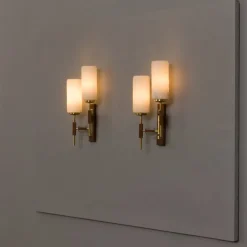 Sale Pamono Teak and Brass Wall Sconces in the style of Lunel, 1960s, Set of 2