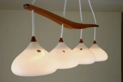 Best Pamono Teak and Glass Hanging Lamp, 1960s