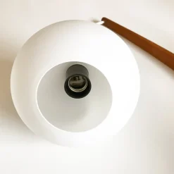 Hot Pamono Teak and Opaline Glass Sconce by Uno & Östen Kristiansson for Luxus, 1950s