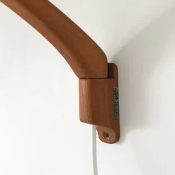 Hot Pamono Teak and Opaline Glass Sconce by Uno & Östen Kristiansson for Luxus, 1950s