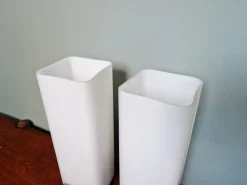 Discount Pamono Teak and White Opaline Wall Lights by Louis Kalff, 1960, Set of 2