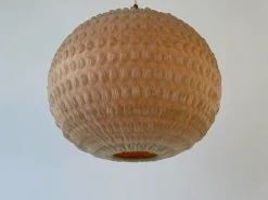 Discount Pamono Teak Ball Ceiling Lamp with Fabric Shade from Temde, Switzerland, 1960s