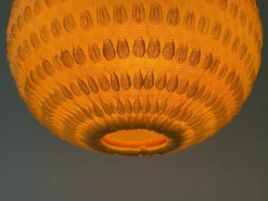 Discount Pamono Teak Ball Ceiling Lamp with Fabric Shade from Temde, Switzerland, 1960s