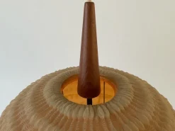 Discount Pamono Teak Ball Ceiling Lamp with Fabric Shade from Temde, Switzerland, 1960s