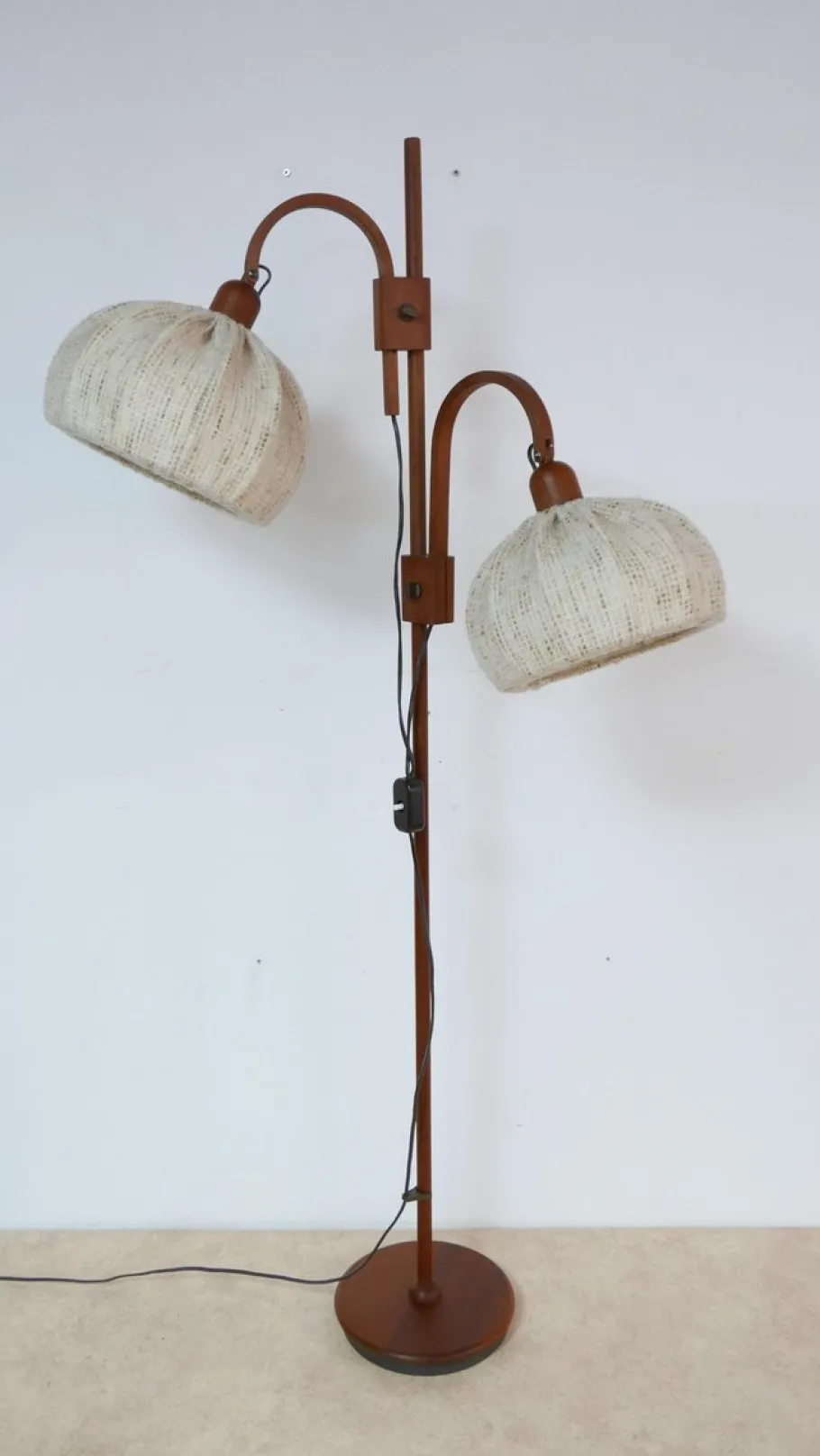 New Pamono Teakwood Double Floor Lamp from Domus, Denmark, 1970s