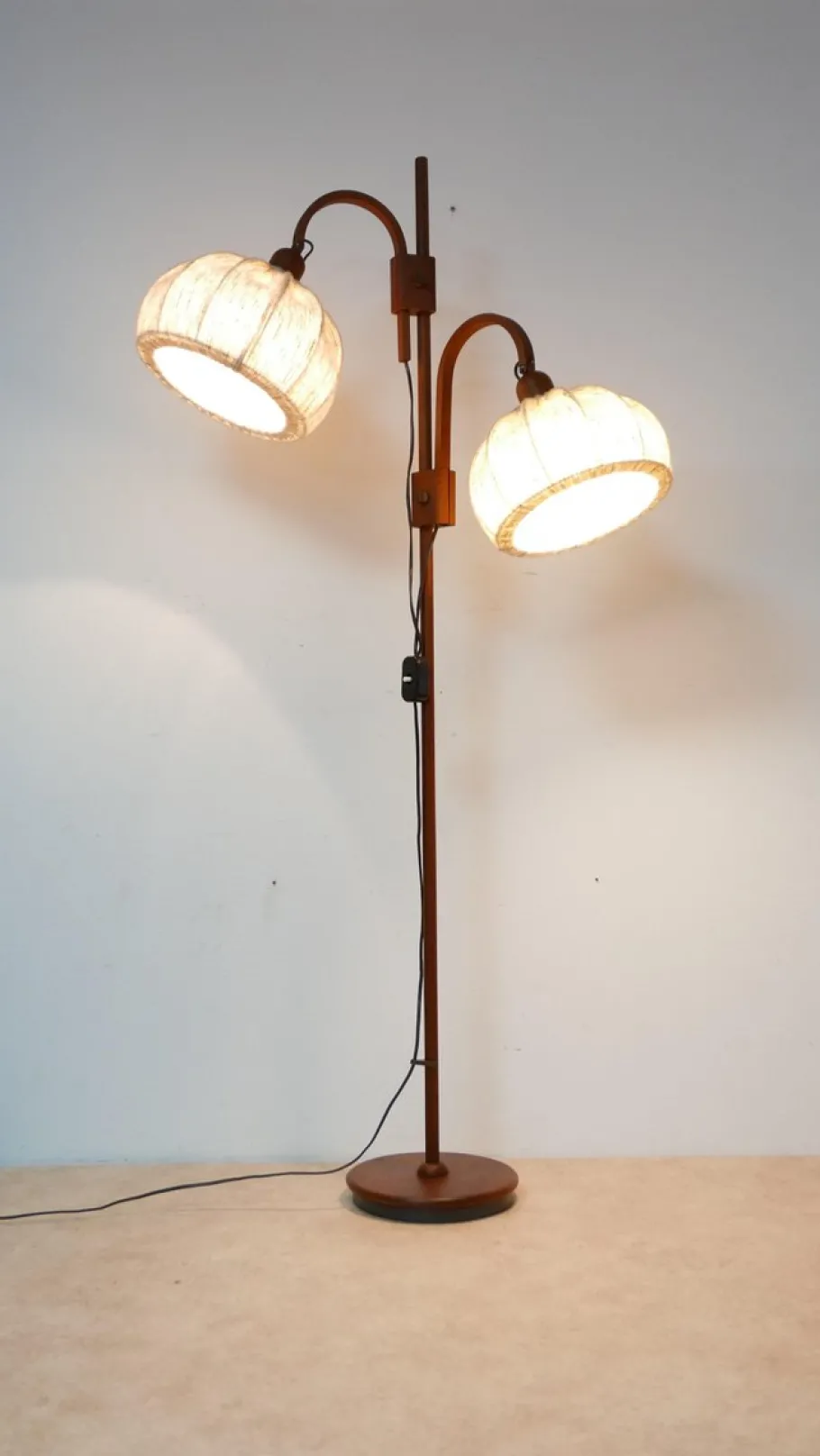 New Pamono Teakwood Double Floor Lamp from Domus, Denmark, 1970s