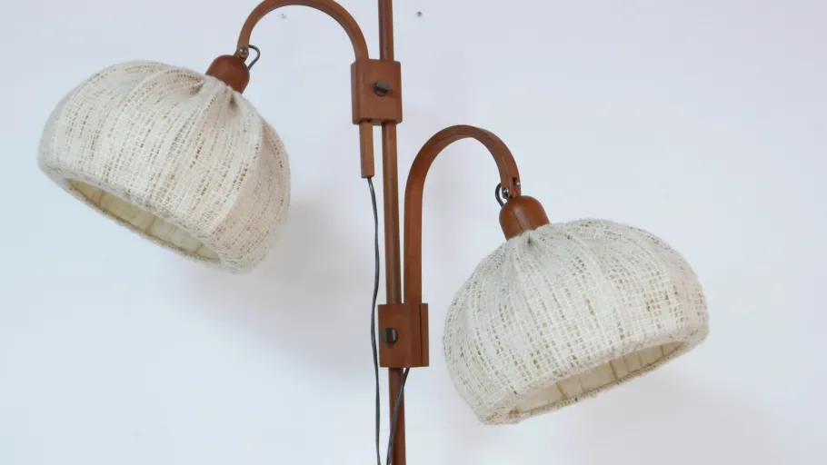 New Pamono Teakwood Double Floor Lamp from Domus, Denmark, 1970s