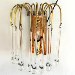 Sale Pamono Teardrop Wall Lamp with 13 Clear Murano Glass Drops, 1970s