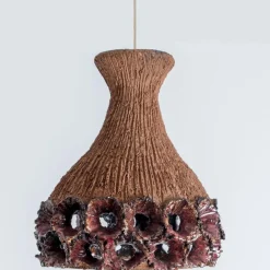 Clearance Pamono Terracotta Red Pendant in Ceramic with Holes, Denmark, 1960s