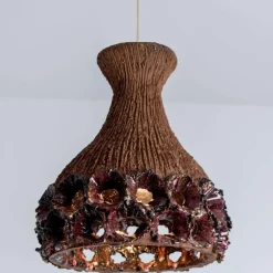 Clearance Pamono Terracotta Red Pendant in Ceramic with Holes, Denmark, 1960s