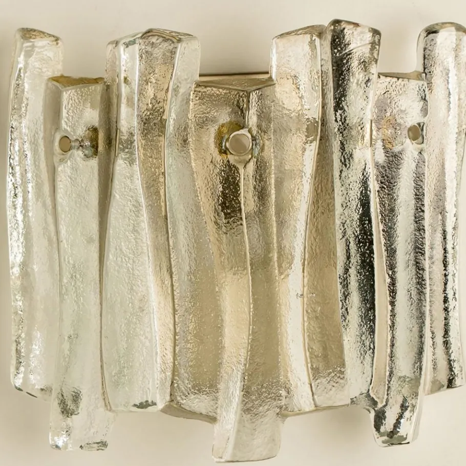 Sale Pamono Textured Ice Glass and Chrome Wall Light attributed to J. T. Kalmar for Kalmar, 1970s