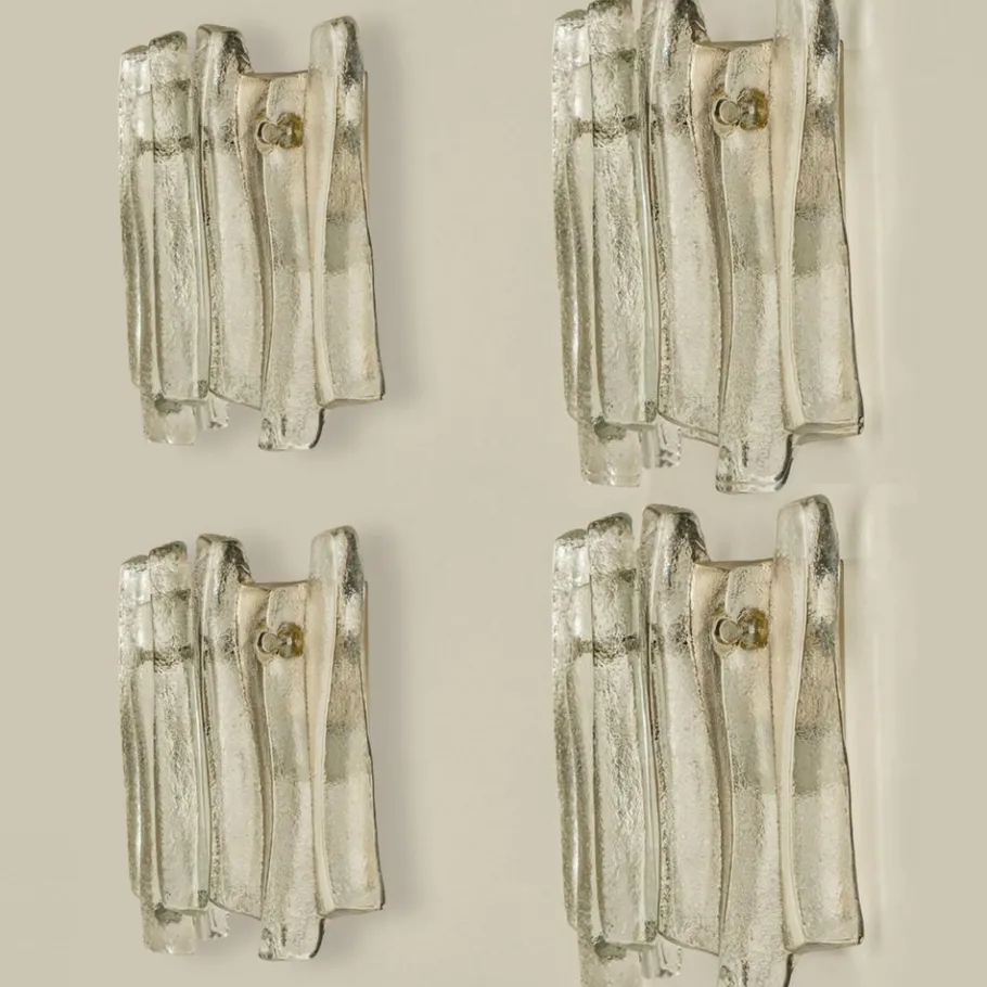Sale Pamono Textured Ice Glass and Chrome Wall Light attributed to J. T. Kalmar for Kalmar, 1970s