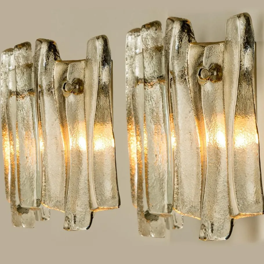 Sale Pamono Textured Ice Glass and Chrome Wall Light attributed to J. T. Kalmar for Kalmar, 1970s