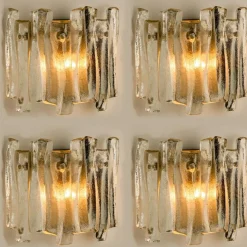 Sale Pamono Textured Ice Glass and Chrome Wall Light attributed to J. T. Kalmar for Kalmar, 1970s