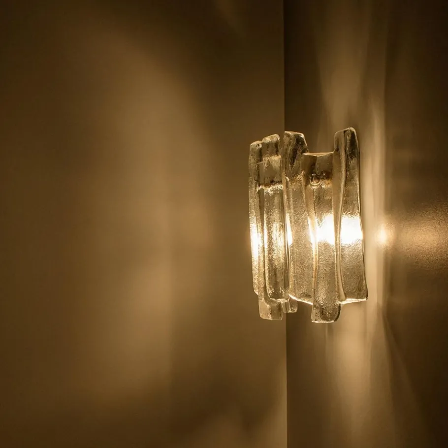 Sale Pamono Textured Ice Glass and Chrome Wall Light attributed to J. T. Kalmar for Kalmar, 1970s