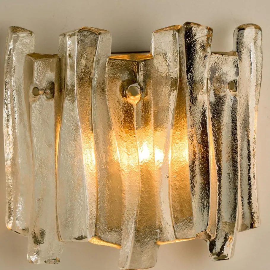 Sale Pamono Textured Ice Glass and Chrome Wall Light attributed to J. T. Kalmar for Kalmar, 1970s