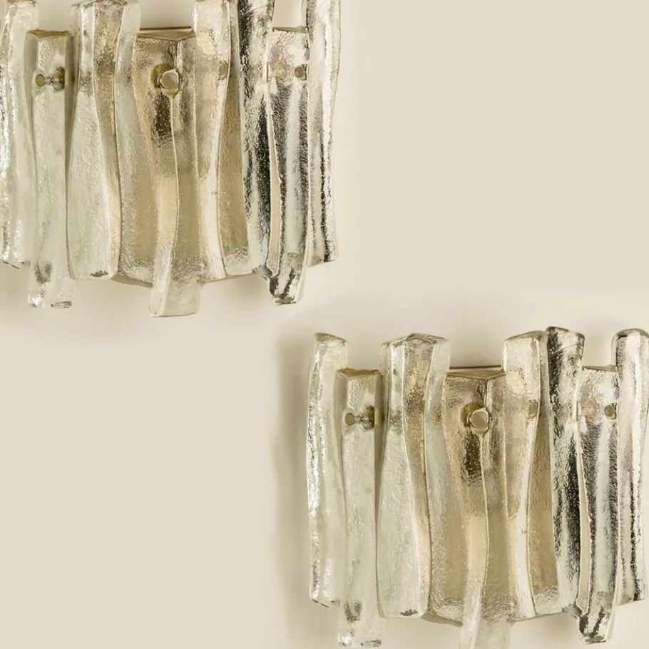 Sale Pamono Textured Ice Glass and Chrome Wall Light attributed to J. T. Kalmar for Kalmar, 1970s